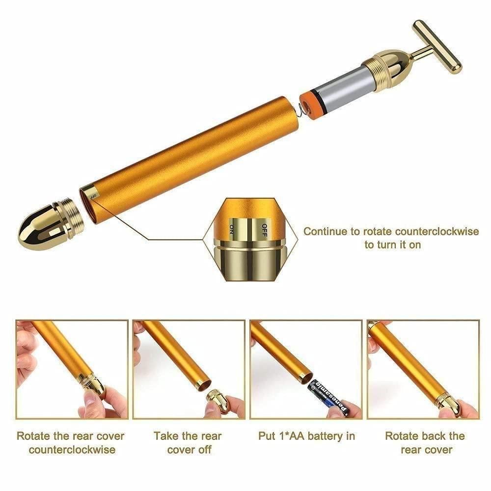House of Beauty 24K Face Massager Kit| Gold Platted Electric For Face Skin Care